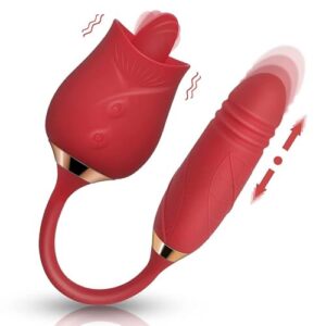 New Double Rose Sex Stimulator for Women, Quiet 10 Speed, Thrusting and licking