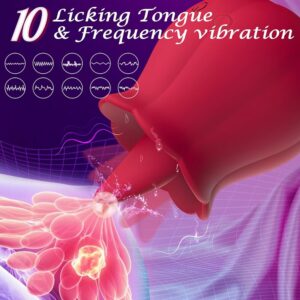 Rose Tongue Sex Toy Clitoral G Spot Vibrators for Woman Couples Adult Sex Games, Pink, red rose