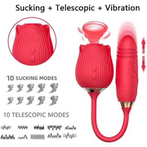 New Double Rose Sex Stimulator for Women, Quiet 10 Speed, Thrusting and sucking