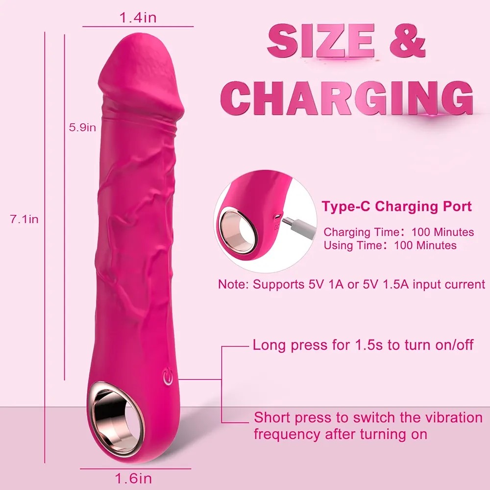 USB rechargeable, G Spot Realistic Dildos Vibrators, High-Frequency Clitoral Vibrator with 10 Vibration Modes, Clitoralis Stimulator for Women, Powerful Wand Vibrating Adult Sex Toys Pleasure - Image 4